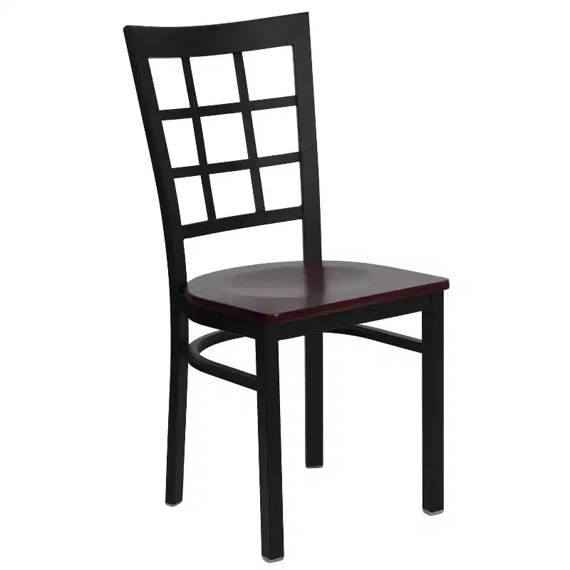 Chaise de restaurant Flash Furniture en métal noir avec dossier ajouré