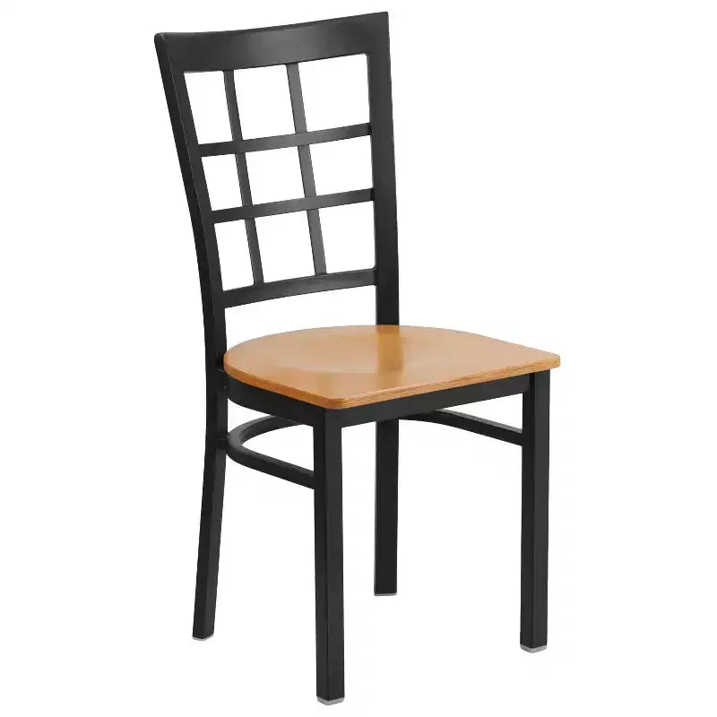 Chaise de restaurant Flash Furniture en métal noir avec dossier ajouré