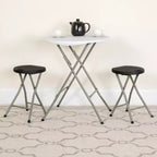 Tabouret pliant Flash Furniture avec assise en plastique noir et structure gris titane