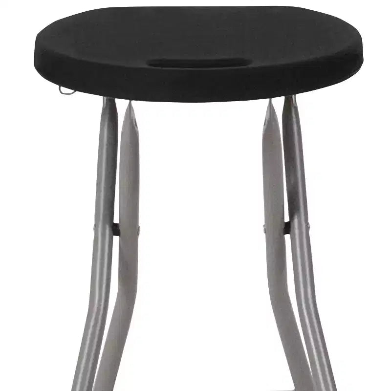 Tabouret pliant Flash Furniture avec assise en plastique noir et structure gris titane