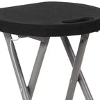 Tabouret pliant Flash Furniture avec assise en plastique noir et structure gris titane
