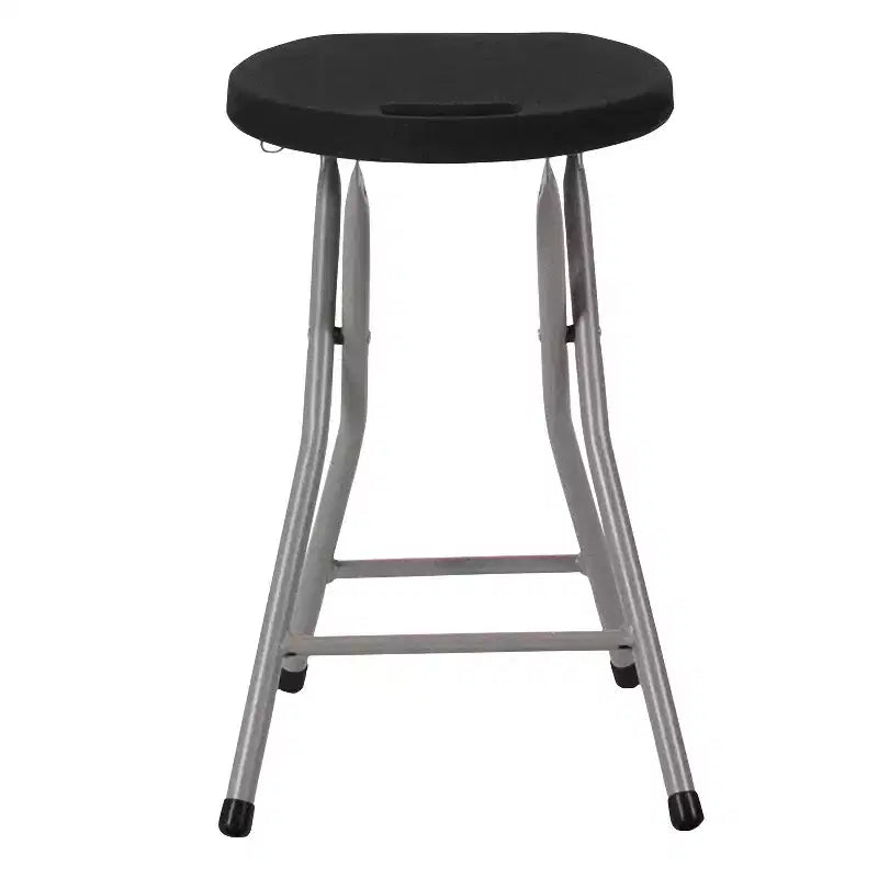Tabouret pliant Flash Furniture avec assise en plastique noir et structure gris titane