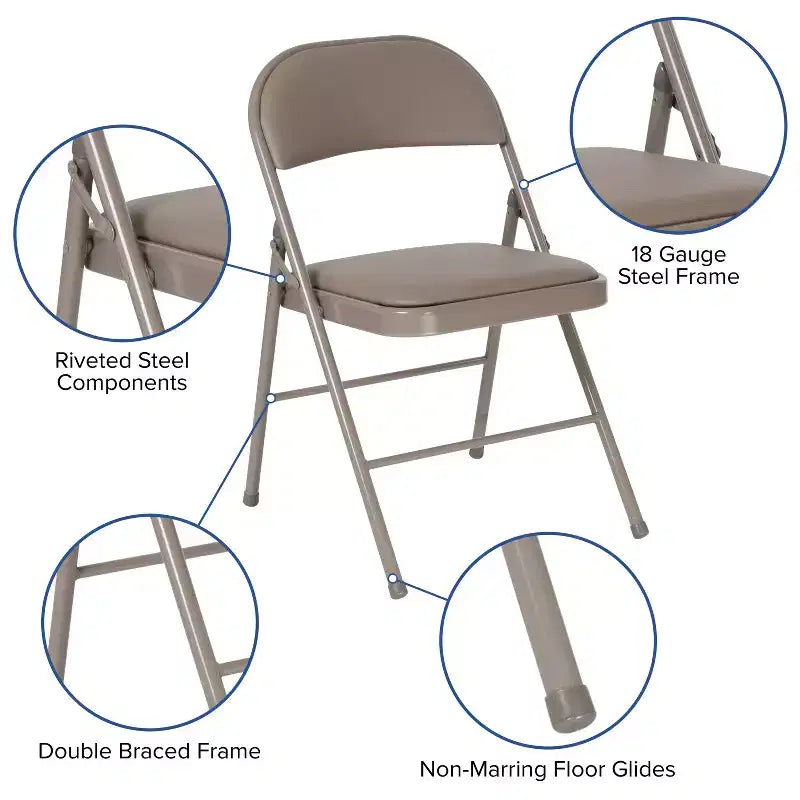 Lot de 2 chaises pliantes en vinyle à double renfort Flash Furniture série HERCULES