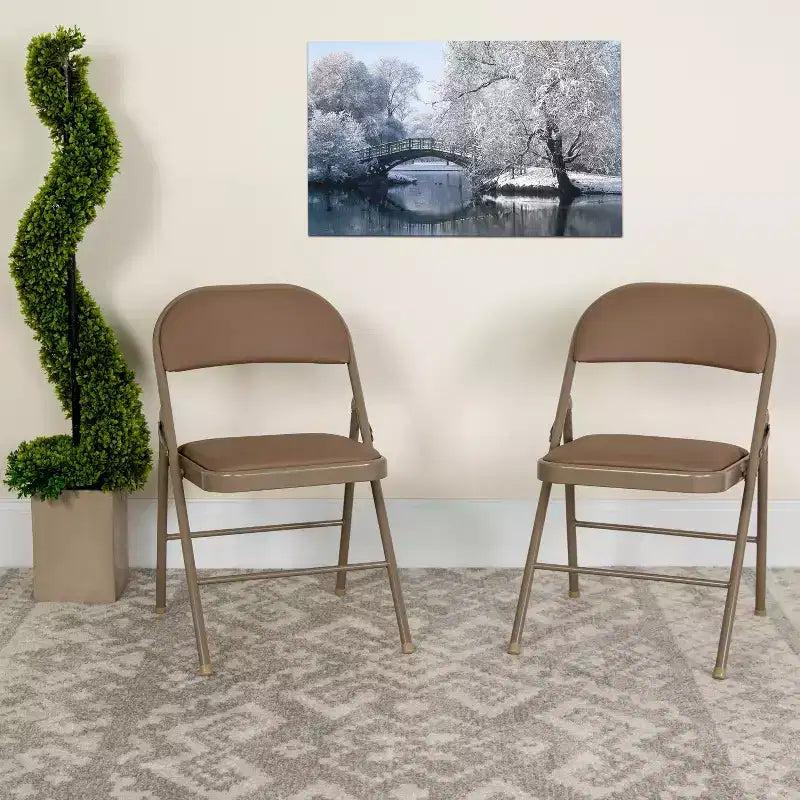Lot de 2 chaises pliantes en vinyle à double renfort Flash Furniture série HERCULES