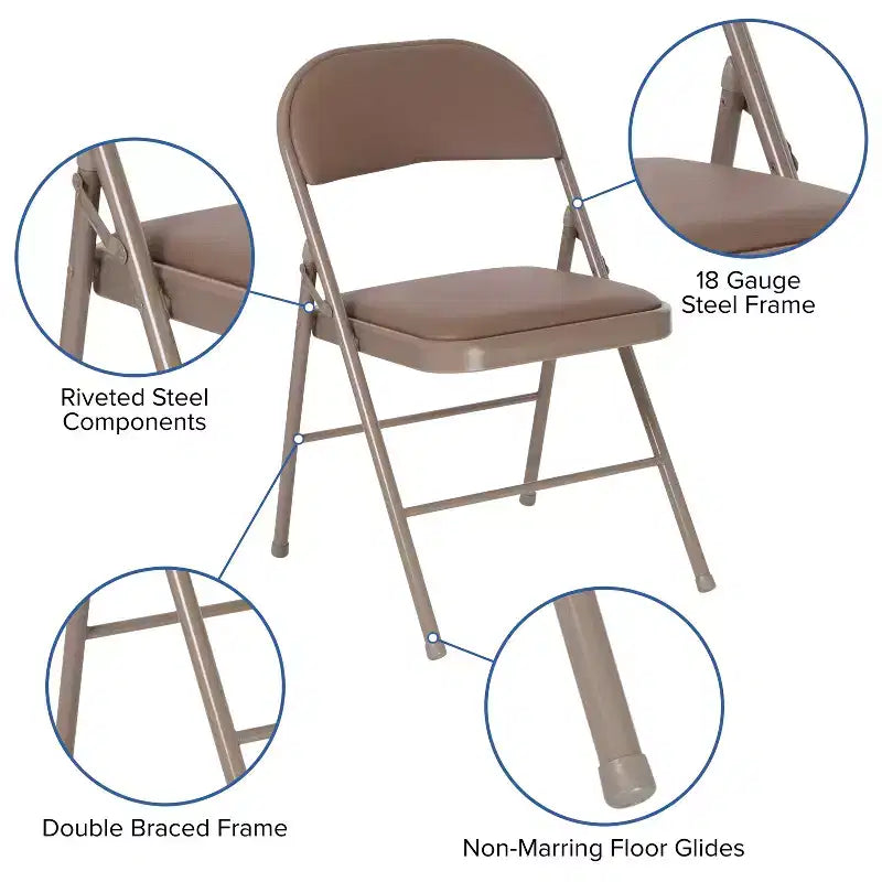 Lot de 2 chaises pliantes en vinyle à double renfort Flash Furniture série HERCULES
