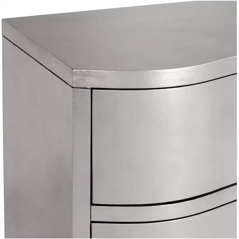 Coast to Coast City Lights Commode 3 tiroirs large 86 cm, finition feuille d'argent champagne