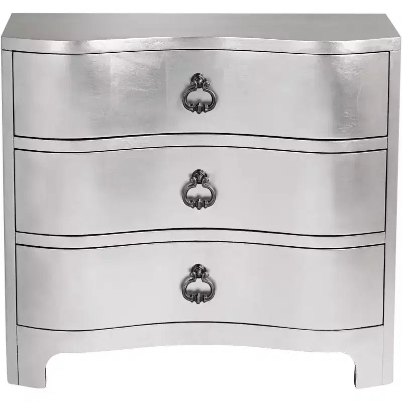 Coast to Coast City Lights Commode 3 tiroirs large 86 cm, finition feuille d'argent champagne