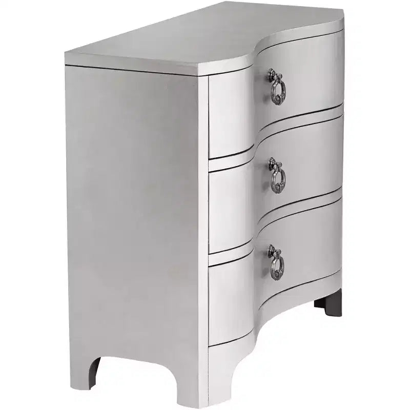 Coast to Coast City Lights Commode 3 tiroirs large 86 cm, finition feuille d'argent champagne