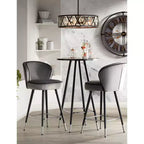 Tabouret de bar Studio 55D Elba en métal chromé noir argent 70,5 cm de haut, rembourrage moderne en velours gris pour îlot de cuisine, comptoir, abri de jardin