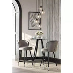 Tabouret de bar Studio 55D Elba en métal chromé noir argent 70,5 cm de haut, rembourrage moderne en velours gris pour îlot de cuisine, comptoir, abri de jardin