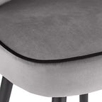 Tabouret de bar Studio 55D Elba en métal chromé noir argent 70,5 cm de haut, rembourrage moderne en velours gris pour îlot de cuisine, comptoir, abri de jardin