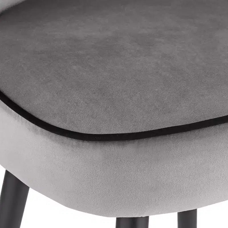 Tabouret de bar Studio 55D Elba en métal chromé noir argent 70,5 cm de haut, rembourrage moderne en velours gris pour îlot de cuisine, comptoir, abri de jardin