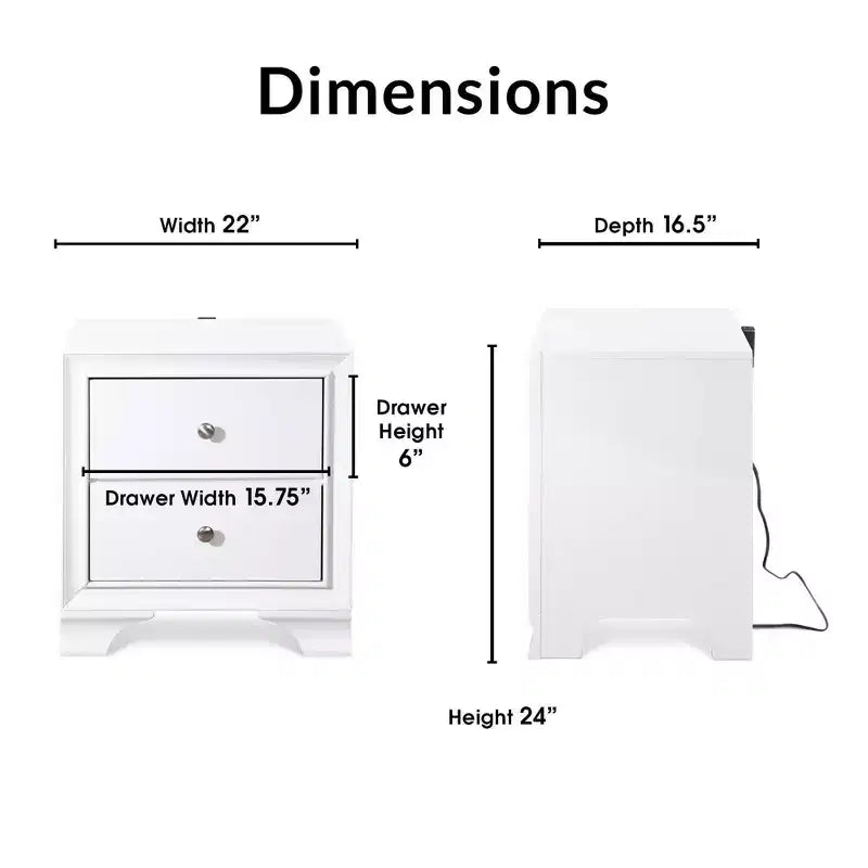 Table de chevet Edmond 2 tiroirs avec USB - Click Decor