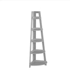 Étagère d'angle haute à 5 niveaux Amery avec étagère de présentation et rangement d'angle pour salle de bain, salon, bureau