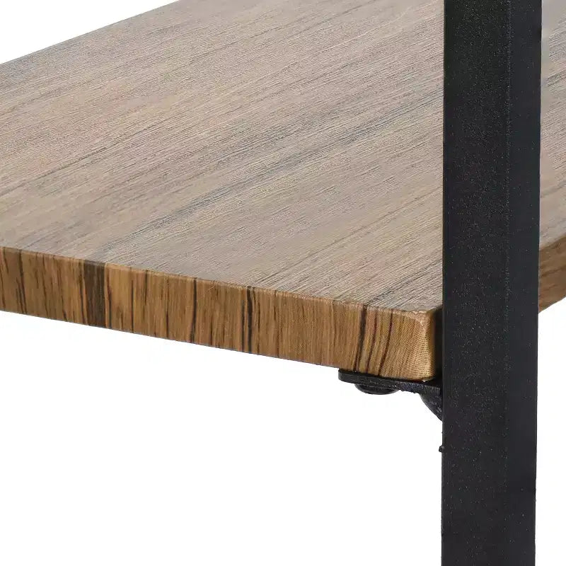 Étagère de salle de bain 3 tablettes en fer et placage avec rangement au-dessus des toilettes – Teck