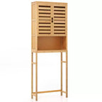 Meuble de rangement haut de salle de bain en bambou au-dessus des toilettes, étagère de rangement peu encombrante