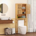 Meuble de rangement haut de salle de bain en bambou au-dessus des toilettes, étagère de rangement peu encombrante