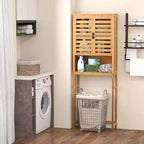 Meuble de rangement haut de salle de bain en bambou au-dessus des toilettes, étagère de rangement peu encombrante