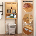 Meuble de rangement haut de salle de bain en bambou au-dessus des toilettes, étagère de rangement peu encombrante