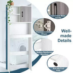 Meuble de rangement WC gain de place avec étagères ouvertes et porte