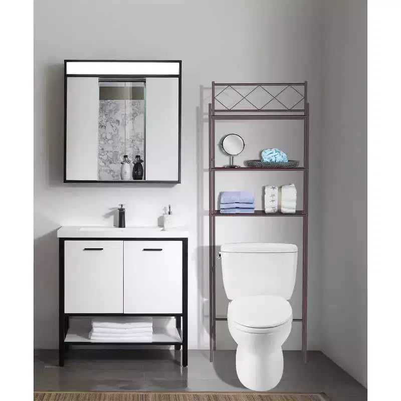 Étagère et organiseur de salle de bain en métal au-dessus des toilettes