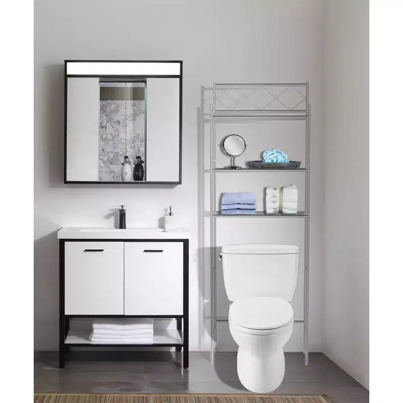 Étagère et organiseur de salle de bain en métal au-dessus des toilettes