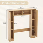 Meuble de rangement WC double porte, organisateur de rangement de salle de bain au-dessus des toilettes, naturel/blanc