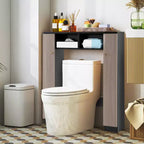 Meuble de rangement WC double porte, organisateur de rangement de salle de bain au-dessus des toilettes, naturel/blanc