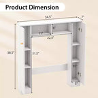 Meuble de rangement WC double porte, organisateur de rangement de salle de bain au-dessus des toilettes, naturel/blanc