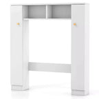Meuble de rangement WC double porte, organisateur de rangement de salle de bain au-dessus des toilettes, naturel/blanc