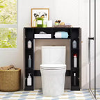 Meuble de rangement WC double porte, organisateur de rangement de salle de bain au-dessus des toilettes, naturel/blanc