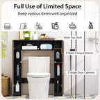 Meuble de rangement WC double porte, organisateur de rangement de salle de bain au-dessus des toilettes, naturel/blanc