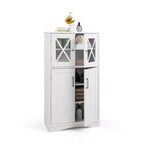 Meuble de rangement de salle de bain Costway, Armoire de rangement pour linge de maison avec portes et étagères réglables Noir/Gris/Marron/Blanc