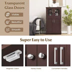 Meuble de rangement de salle de bain Costway, Armoire de rangement pour linge de maison avec portes et étagères réglables Noir/Gris/Marron/Blanc