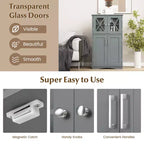 Meuble de rangement de salle de bain Costway, Armoire de rangement pour linge de maison avec portes et étagères réglables Noir/Gris/Marron/Blanc