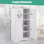 Meuble de rangement de salle de bain Costway, Armoire de rangement pour linge de maison avec portes et étagères réglables Noir/Gris/Marron/Blanc
