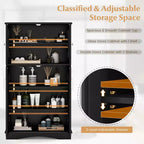 Meuble de rangement de salle de bain Costway, Armoire de rangement pour linge de maison avec portes et étagères réglables Noir/Gris/Marron/Blanc
