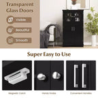 Meuble de rangement de salle de bain Costway, Armoire de rangement pour linge de maison avec portes et étagères réglables Noir/Gris/Marron/Blanc