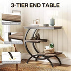 Tribesigns Table d'appoint industrielle en C à 3 niveaux