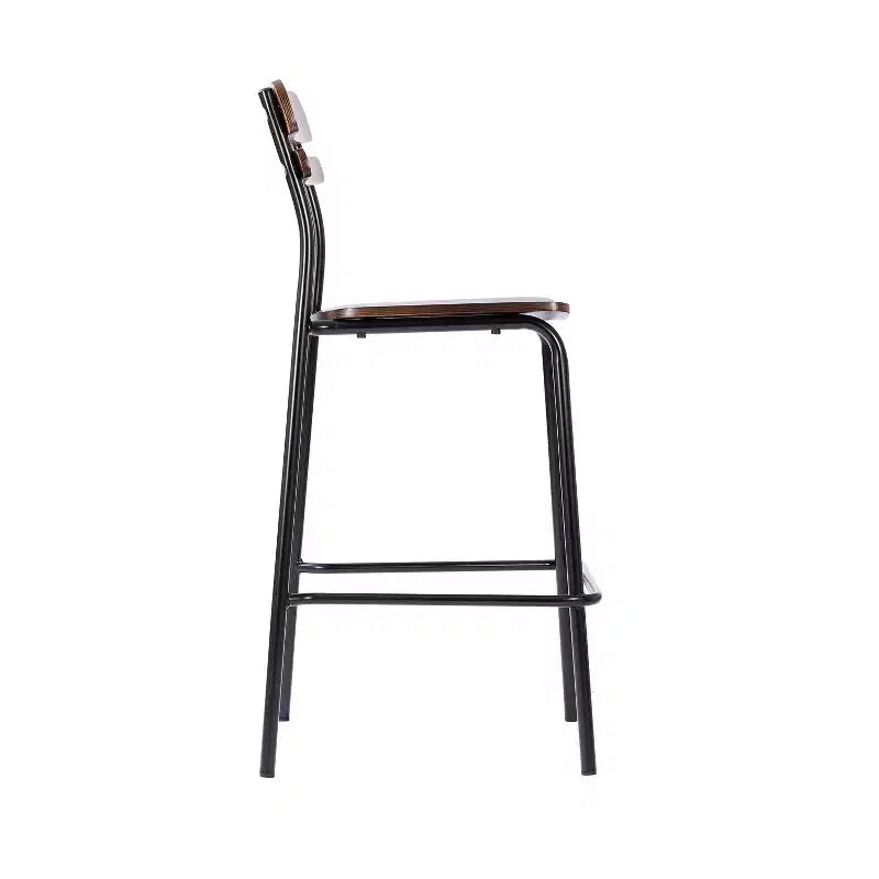 Lot de 2 tabourets de bar Flash Furniture Cyprus en bois massif de qualité commerciale avec structure en métal et finition antique