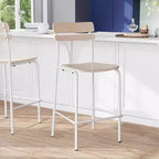 Lot de 2 tabourets de bar Flash Furniture Cyprus en bois massif de qualité commerciale avec structure en métal et finition antique