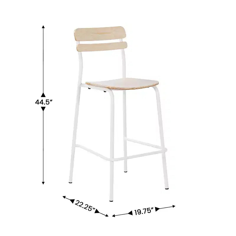 Lot de 2 tabourets de bar Flash Furniture Cyprus en bois massif de qualité commerciale avec structure en métal et finition antique