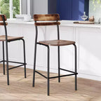 Lot de 2 tabourets de bar Flash Furniture Cyprus en bois massif de qualité commerciale avec structure en métal et finition antique