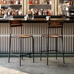 Lot de 2 tabourets de bar Flash Furniture Cyprus en bois massif de qualité commerciale avec structure en métal et finition antique