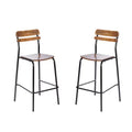 Lot de 2 tabourets de bar Flash Furniture Cyprus en bois massif de qualité commerciale avec structure en métal et finition antique