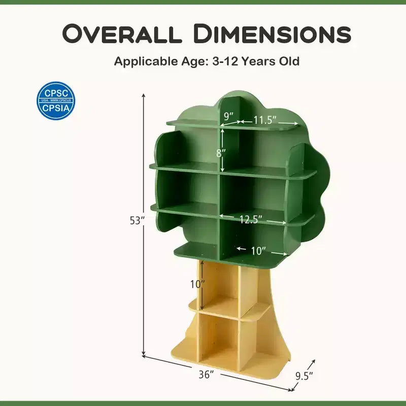 Bibliothèque en forme d'arbre Costway pour enfants, organisateur de jouets à 6 niveaux avec étagères ouvertes
