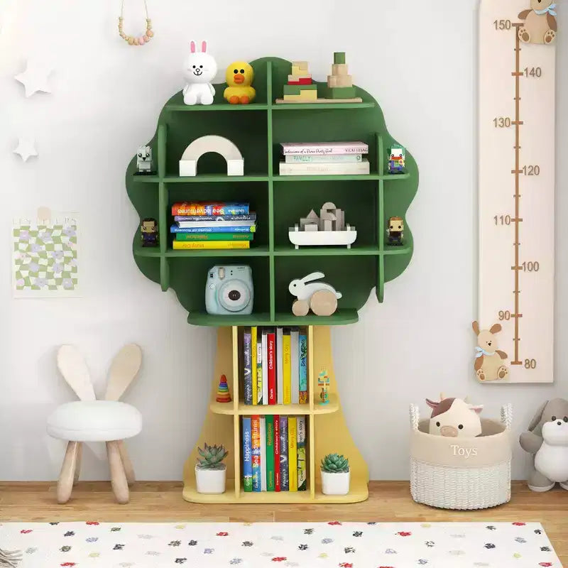 Bibliothèque en forme d'arbre Costway pour enfants, organisateur de jouets à 6 niveaux avec étagères ouvertes