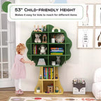 Bibliothèque en forme d'arbre Costway pour enfants, organisateur de jouets à 6 niveaux avec étagères ouvertes