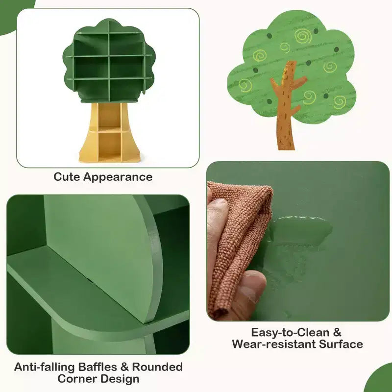 Bibliothèque en forme d'arbre Costway pour enfants, organisateur de jouets à 6 niveaux avec étagères ouvertes