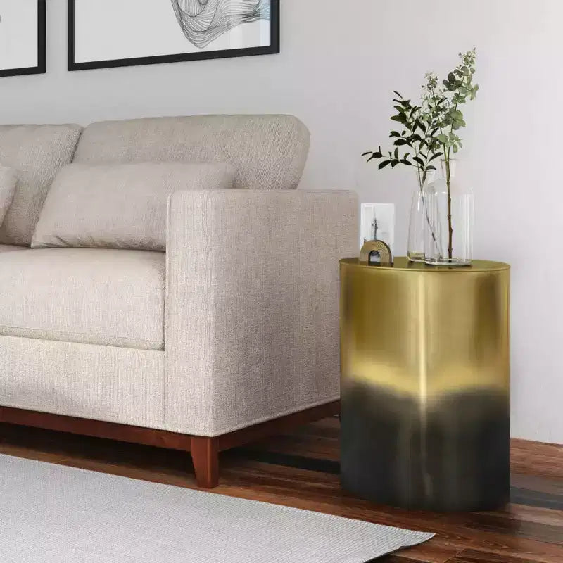 Table d'appoint cylindrique en métal Lance Ombre - WyndenHall